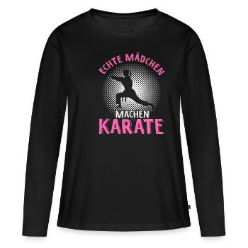 Echte Mädchen Machen Karate Kampfsport Karate Spru - Frauen Premium Bio Langarmshirt - Schwarz - Vorne - Julia (174cm)
