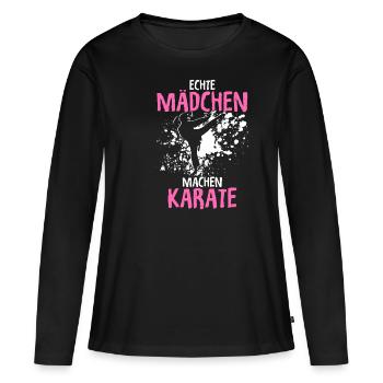 Echte Mädchen Machen Karate Kampfsport Karate Spru - Frauen Premium Bio Langarmshirt - Schwarz - Vorne - Julia (174cm)