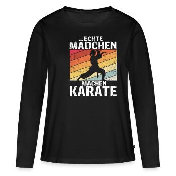 Echte Mädchen Machen Karate Kampfsport Karate Spru - Frauen Premium Bio Langarmshirt - Schwarz - Vorne - Julia (174cm)