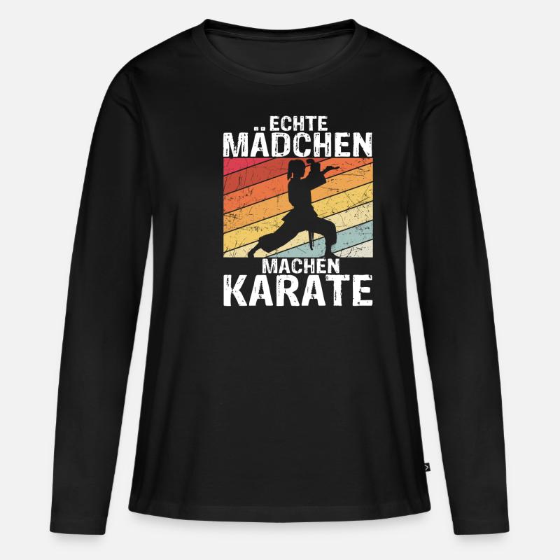 Echte Mädchen Machen Karate Kampfsport Karate Spru - Frauen Premium Bio Langarmshirt - Schwarz
