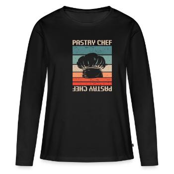 Retro Vintage Pastry Chef Pastries - Women's Premium Organic Long Sleeve Shirt - black - Front - Julia (174cm)