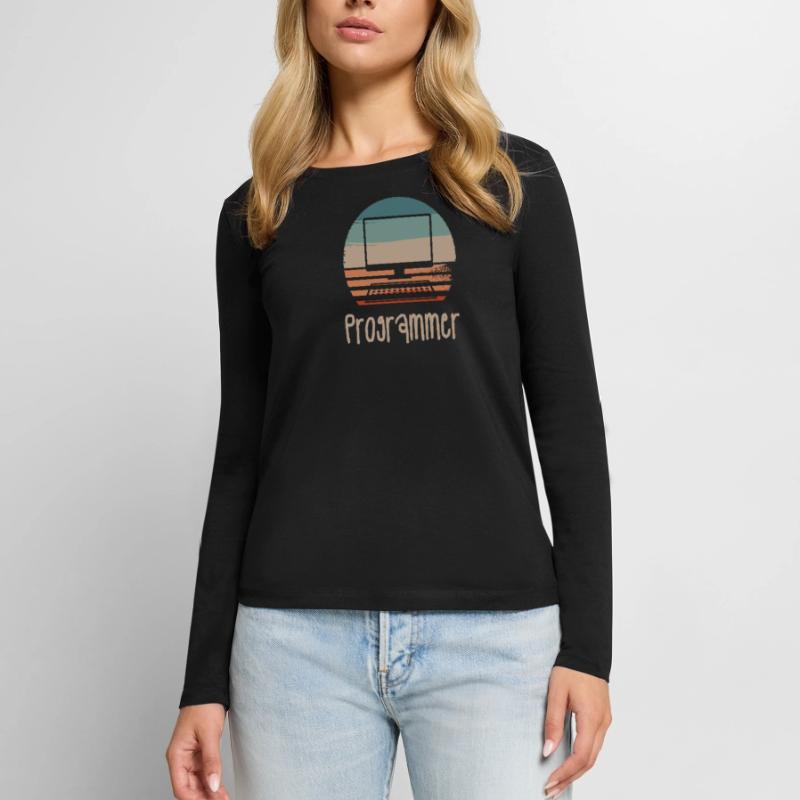 Retro Vintage Programmer Computer Programming Frauen Premium Bio Langarmshirt