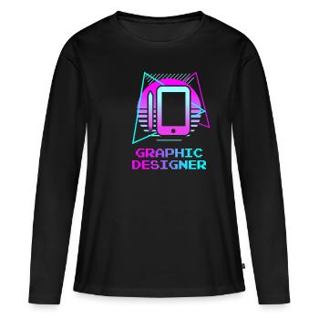 Designer Graphique Rétro Design Graphique - T-shirt manches longues Premium bio Femme - noir - Devant - Julia (174cm)