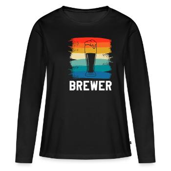 Brasserie Vintage Brasserie Rétro - T-shirt manches longues Premium bio Femme - noir - Devant - Julia (174cm)