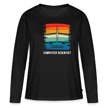 Informations sur l’informaticien Retro Vintage - T-shirt manches longues Premium bio Femme - noir - Devant - Julia (174cm)