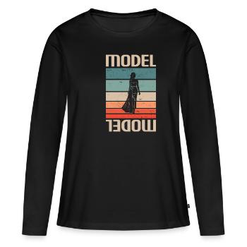 Rétro Vintage Classic Model Modélisation - T-shirt manches longues Premium bio Femme - noir - Devant - Julia (174cm)