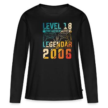 Level 18 Jahre Geburtstag 2006 LAN-Party Motiv Gam - Frauen Premium Bio Langarmshirt - Schwarz - Vorne - Julia (174cm)