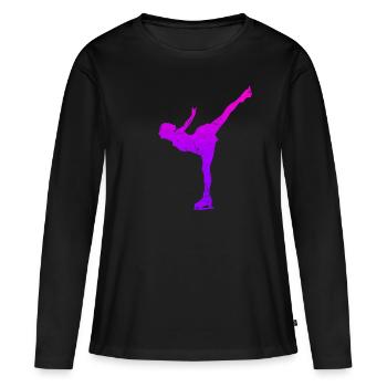 Eislaufmädchen Schlittschuh Eiskunstlauf Motiv Eis - Frauen Premium Bio Langarmshirt - Schwarz - Vorne - Julia (174cm)