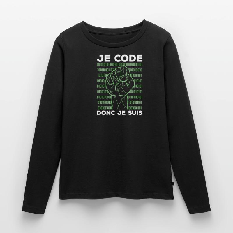 Je Code Donc Je Suis Programmeur Programmation Frauen Premium Bio Langarmshirt