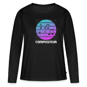 Retro Compositeur Composition Musicale - T-shirt manches longues Premium bio Femme - noir - Devant - Julia (174cm)
