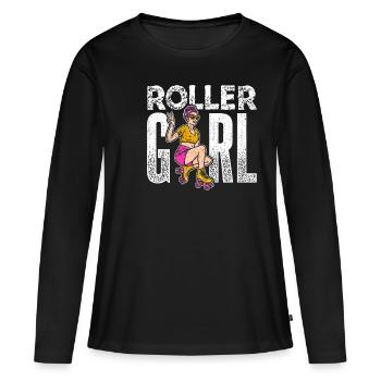 Rollschuhe Roller Girl Roller Skates Rollschuh Shi - Frauen Premium Bio Langarmshirt - Schwarz - Vorne - Julia (174cm)