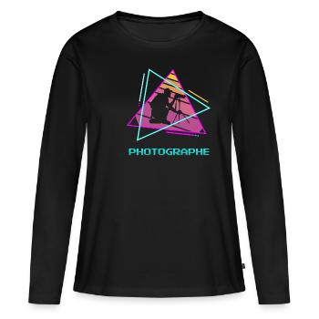 Retro Photographe Photographie Photographier - T-shirt manches longues Premium bio Femme - noir - Devant - Julia (174cm)