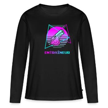 Retro Entraîneur Coach Coaching - T-shirt manches longues Premium bio Femme - noir - Devant - Julia (174cm)