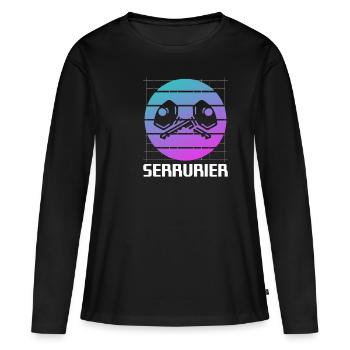 Retro Serrurier Serrurerie - T-shirt manches longues Premium bio Femme - noir - Devant - Julia (174cm)