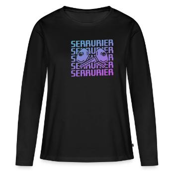 Retro Serrurier Serrurerie - T-shirt manches longues Premium bio Femme - noir - Devant - Julia (174cm)