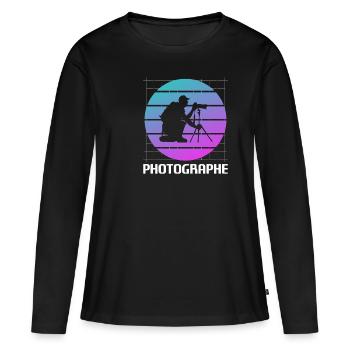Retro Photographe Photographie Photographier - T-shirt manches longues Premium bio Femme - noir - Devant - Julia (174cm)
