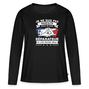 Je Ne Suis Pas Parfaite Mais Je Suis Réparateur - T-shirt manches longues Premium bio Femme - noir - Devant - Julia (174cm)