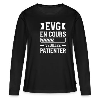 EVG En Cours Veuillez Patienter - T-shirt manches longues Premium bio Femme - noir - Devant - Julia (174cm)