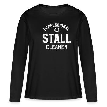 Nettoyeur de stand professionnel Équitation - T-shirt manches longues Premium bio Femme - noir - Devant - Julia (174cm)