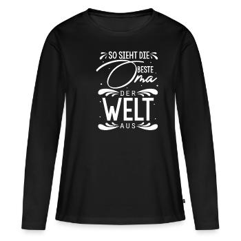So Sieht Die Beste Oma Der Welt Aus - Geschenk Gro - Frauen Premium Bio Langarmshirt - Schwarz - Vorne - Julia (174cm)