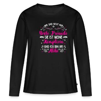 Beste Freundin Komplizin & Alibi Geschenk Liebling - Frauen Premium Bio Langarmshirt - Schwarz - Vorne - Julia (174cm)
