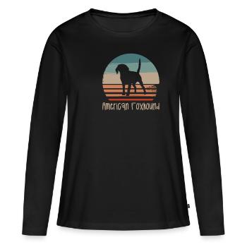 Vintage Rétro American Foxhound Dog Lover - T-shirt manches longues Premium bio Femme - noir - Devant - Julia (174cm)