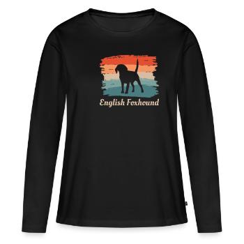 Amant de chien foxhound anglais rétro vintage - T-shirt manches longues Premium bio Femme - noir - Devant - Julia (174cm)
