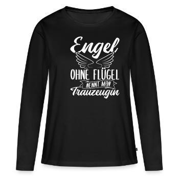 Engel Ohne Flügel Nennt Man Trauzeugin - JGA Hochz - Frauen Premium Bio Langarmshirt - Schwarz - Vorne - Julia (174cm)