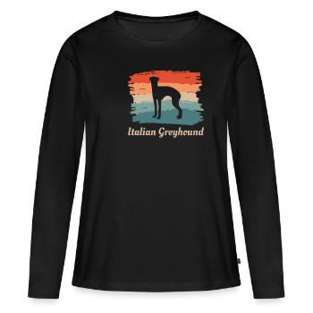 Vintage Retro Italian Greyhound Dog Lover - Women's Premium Organic Long Sleeve Shirt - black - Front - Julia (174cm)