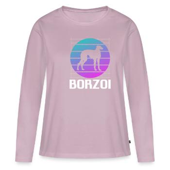 Retro Borzoi Dog Lover - Women's Premium Organic Long Sleeve Shirt - dusky pink - Front - Julia (174cm)