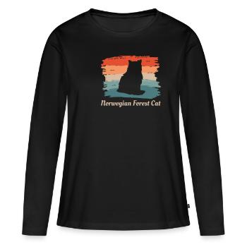 Vintage Retro Norwegian Forest Cat Lover - Women's Premium Organic Long Sleeve Shirt - black - Front - Julia (174cm)