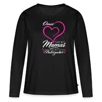 OMAS sind wie MAMAS nur mit Puderzucker - Geschenk - Frauen Premium Bio Langarmshirt - Schwarz - Vorne - Julia (174cm)