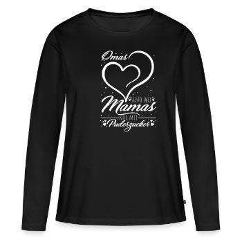 Beste Oma Lieblingsoma Puderzucker Geschenk Famili - Frauen Premium Bio Langarmshirt - Schwarz - Vorne - Julia (174cm)