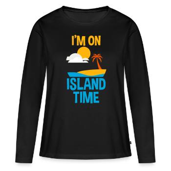 Je suis sur l’île - T-shirt manches longues Premium bio Femme - noir - Devant - Julia (174cm)