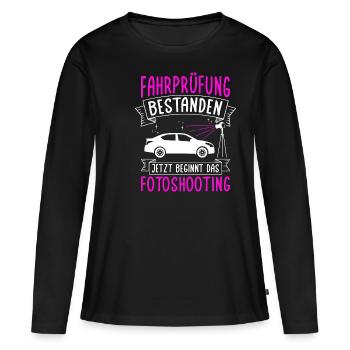 Fahrprüfung Bestanden Führerschein Autofans Fahran - Frauen Premium Bio Langarmshirt - Schwarz - Vorne - Julia (174cm)
