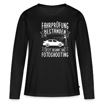 Fahrprüfung Bestanden Führerschein Fahrschüler Aut - Frauen Premium Bio Langarmshirt - Schwarz - Vorne - Julia (174cm)