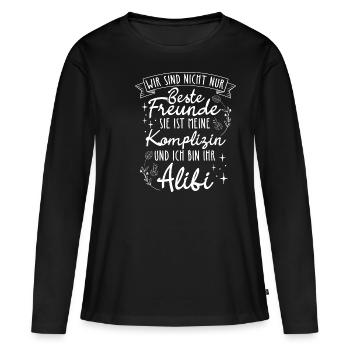 Beste Freundin Komplizin & Alibi Spruch Beste Freu - Frauen Premium Bio Langarmshirt - Schwarz - Vorne - Julia (174cm)