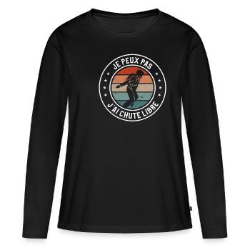 Je Peux Pas J'ai Chute Libre Parachutiste - T-shirt manches longues Premium bio Femme - noir - Devant - Julia (174cm)