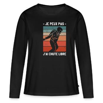 Je Peux Pas J'ai Chute Libre Parachutiste - T-shirt manches longues Premium bio Femme - noir - Devant - Julia (174cm)