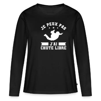 Je Peux Pas J'ai Chute Libre Parachutiste - T-shirt manches longues Premium bio Femme - noir - Devant - Julia (174cm)