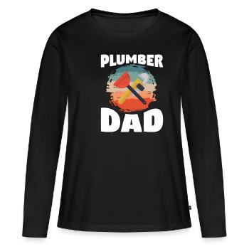 Klempner Papa Klempner - Frauen Premium Bio Langarmshirt - Schwarz - Vorne - Julia (174cm)
