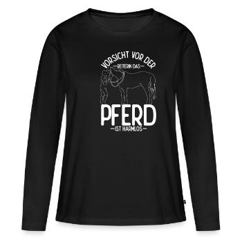 Pferd Reiten Pferdesport Pferdegeruch Geschenk Rei - Frauen Premium Bio Langarmshirt - Schwarz - Vorne - Julia (174cm)