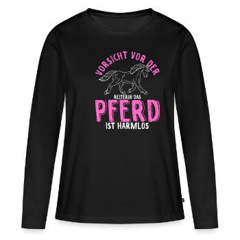 Pferd Reiten Pferdesport Pferdegeruch Geschenk Rei - Frauen Premium Bio Langarmshirt - Schwarz - Vorne - Julia (174cm)