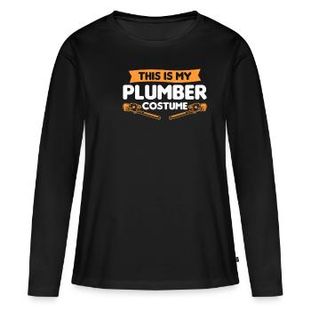 Das ist mein Klempner Kostüm Klempner Klempner - Frauen Premium Bio Langarmshirt - Schwarz - Vorne - Julia (174cm)