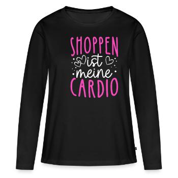 Shoppen Cardio Einkaufen Shopping Süchtig Shopping - Frauen Premium Bio Langarmshirt - Schwarz - Vorne - Julia (174cm)