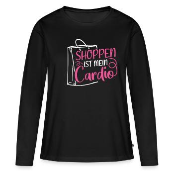 Shoppen Cardio Einkaufen Shopping Süchtig Shopping - Frauen Premium Bio Langarmshirt - Schwarz - Vorne - Julia (174cm)