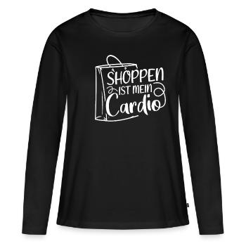 Shoppen Cardio Einkaufen Shopping Süchtig Shopping - Frauen Premium Bio Langarmshirt - Schwarz - Vorne - Julia (174cm)