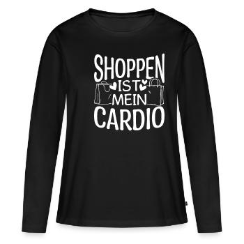 Shoppen Cardio Einkaufen Shopping Süchtig Shopping - Frauen Premium Bio Langarmshirt - Schwarz - Vorne - Julia (174cm)