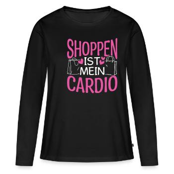 Shoppen Cardio Einkaufen Shopping Süchtig Shopping - Frauen Premium Bio Langarmshirt - Schwarz - Vorne - Julia (174cm)
