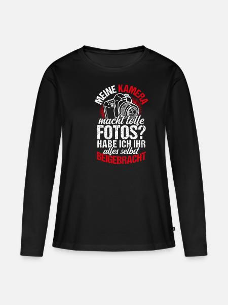 Meine Kamera Macht Tolle Fotos Habe Ich Ihr Beigeb - Frauen Premium Bio Langarmshirt - Schwarz